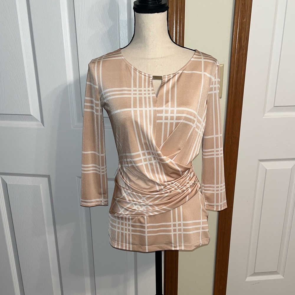 New York & Co Tan Silky Blouse